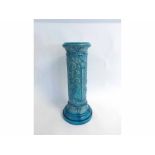 Burmantofts majolica style pottery jardini re stand of cylindrical form, typically moulded with
