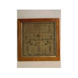 Antique sampler, Sophia Moulding aged 8 years, 12 x 12ins (a/f)