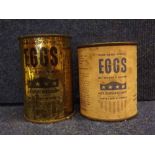Two various mid-19th century cans of American "Pure Dried Whole Eggs", the first in steel can with