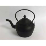 Victorian heavy cast iron kettle, 30cms tall