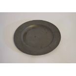 19th century pewter plate, 25cms diam