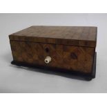 Composite marquetry cased music box, JHM 9332, the rectangular case with hinged cover with all