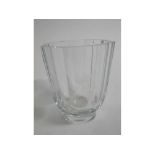 20th century clear art glass vase of octagonal form to a circular foot, signed and numbered to the