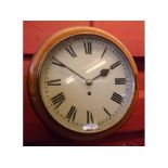 Late 19th/early 20th century mahogany cased dial timepiece, the plain surround to a spun brass bezel