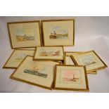 Brian Peters, signed group of nine watercolours, Shipping and coastal scenes, assorted sizes (9)