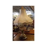 Mid to late 20th century Italian ceramic table lamp, embossed with figures and fruit and having