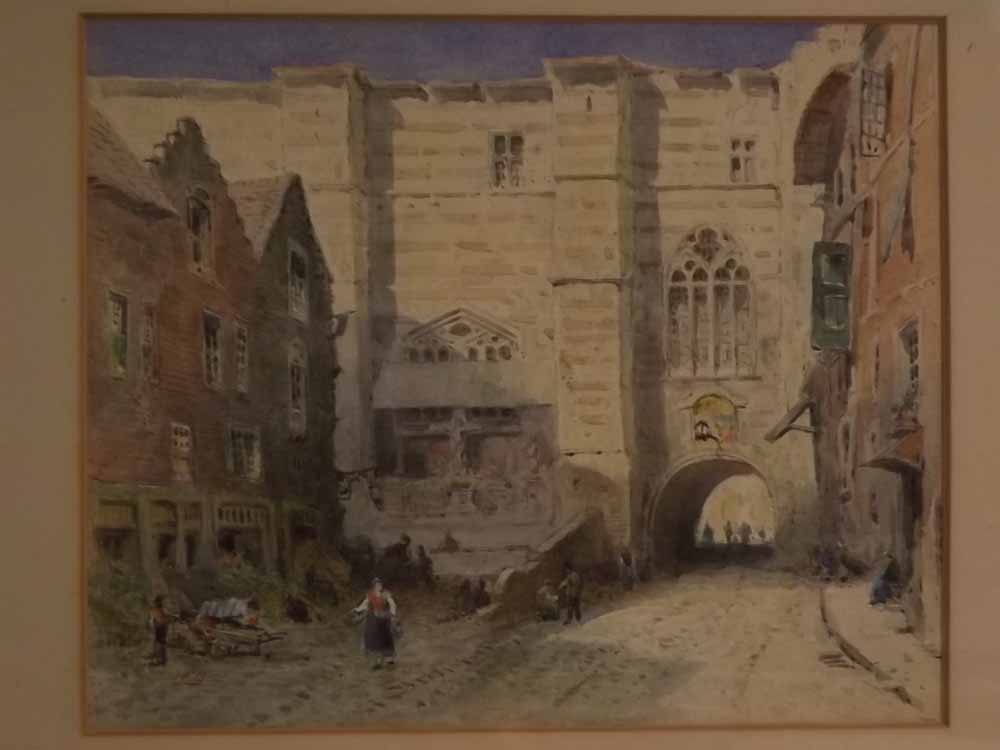 W B S, one initialled, group of four watercolours, Continental town scenes with figures, assorted - Image 4 of 4