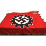 German Labour front (DAF) banner, of typical form with gilt bullion fringing to a red field and