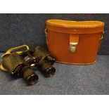 Pair of WWII period Government issue binoculars, of typical form with painted red screw heads and