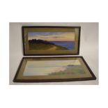 Olive Carr, signed pair of watercolours, Cromer and Overstrand Cliffs, 8 x 22ins (2)