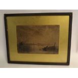 George Sheffield, initialled charcoal drawing, Broads scene, 9 1/2 x 14ins