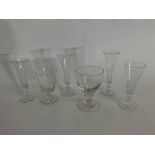 Mixed Lot: six 19th century glasswares to include two pairs of conical fluted champagne glasses on