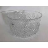 Extremely large clear cut glass bowl in a faceted design, 18cms tall x 30cms diam