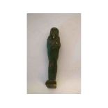 Stone Egyptian tomb figure in the form of a Sphinx with hieroglyphics to reverse (a/f), 14cms tall