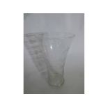 Good quality clear glass trumpet vase with an engraved wheat design, 28cms tall