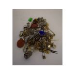Box to include a quantity of mixed costume jewellery to include gold plated necklaces, silver and