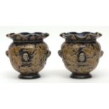 Pair of late 19th century Doulton Lambeth stoneware vases by Emily Stormer, of circular baluster
