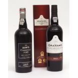 Dow's Crusted Port, bottled 1999 and Graham's LBV Port 2003 (in box), two bottles