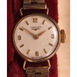 Mid-20th Century 9ct gold ladies dress watch, Longines, the jewelled movement to a signed and