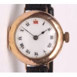 First quarter of 20th century ladies 9ct gold wristwatch, Rolex, the movement with Geneva stripe