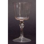 Mid-18th century French balustroid wine glass with bucket bowl, 14cms tall