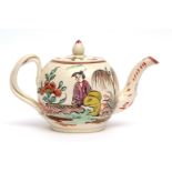 Unusual Creamware teapot with Chinoiserie decoration possibly Melbourne, circa 1770, the Chinese