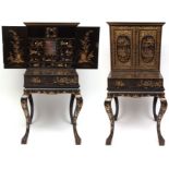 Early 19th century Chinoiserie Bonheur-de-jour or work table, the raised back fitted with interior