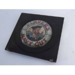 Vintage advertising Players Navy Silk Cut picture with bulls eye glass and plywood surround, 21cms