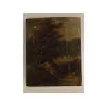 19th century English School oil on panel, Woodland landscape, 27 x 22cms (unframed)