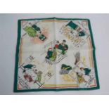 Cartoon silk handkerchief from WWII "The Walls Have Ears", 33cms square