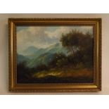 Andrew Grant Kurtis, signed oil on canvas, Mountain landscape, 30cms x 41cms