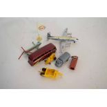 Mixed Lot: playworn Dinky Toys to include a Viscount 706 aeroplane, a Bristol model no 173, a luxury