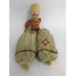 1930s Allwin felt doll with extended legs and baggy trousers (a/f), 60cms long