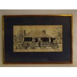 Colin W Burns, signed pen and ink drawing, A Bungalow, 19 x 34cms