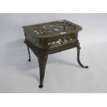 19th century pierced brass and cast trivet stand, 38cms wide x 31cms