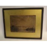 George Sheffield, initialled charcoal drawing, Broads scene, 24 x 35cms