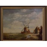 E S Horstead, signed oil on board, Cley Mill, 38cms x 48cms