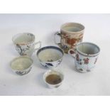 Mixed Lot: three 19th century Chinese export tankards with figural design, together with a further