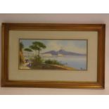 Maria Gianni, signed pair of gouache, The Bay of Naples, 18cms x 39cms (2)