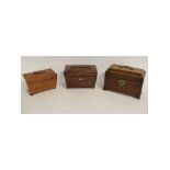 Collection of three various 19th century mahogany and rosewood tea caddies, various sizes