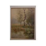 S Tavers watercolour, a wooded landscape scene, signed lower right dated 1892, 31cms x 41cms