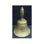 Mid-20th century cast aluminium "V" hand bell of typical form depicting Churchill, Eisenhower and