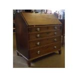 Georgian mahogany bureau bookcase (lacking top) with fitted interior, with drop front fitted over