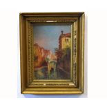 G Sokce, signed pair of oils on board, Continental scenes, 28 x 19cms (2) (one unframed)