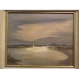 Shirley Carnt, oil on canvas, Estuary scene, signed lower right, 50cms x 40cms