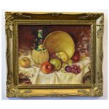 GMS, initialled group of three oils on board, Still Life studies, assorted sizes, (3)