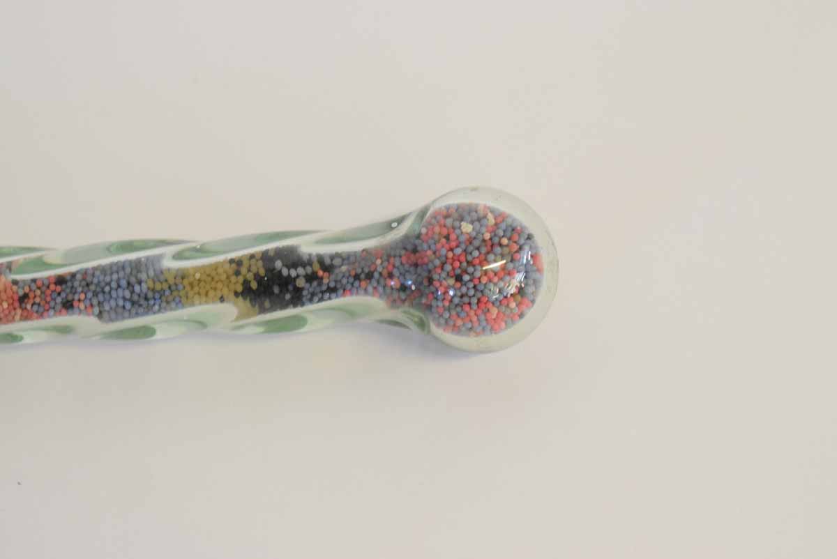 Victorian twisted glass and bead filled walking stick, 137cms long - Image 2 of 2