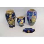 Mixed Lot: Crown Devon wares to include a large blue ground chinoiserie decorated vase, pattern
