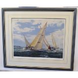 J Steven Dews, signed in pencil to margin, limited edition (272/350), coloured print, Yacht race, 50