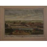 Two 19th century coloured engravings of French subjects, an English view of Versailles and a further